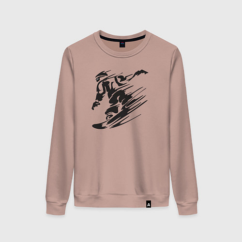 Женский свитшот Сноубордист черный силуэт / Пыльно-розовый – фото 1