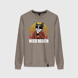 Свитшот хлопковый женский Need Beach, цвет: утренний латте