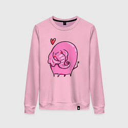 Свитшот хлопковый женский Влюбленный розовый слон, цвет: светло-розовый