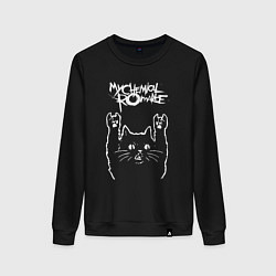 Свитшот хлопковый женский My Chemical Romance Рок кот, цвет: черный