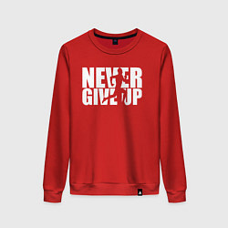Свитшот хлопковый женский NEVER GIVE UP НИКОГДА НЕ СДАВАЙСЯ СПОРТ, цвет: красный