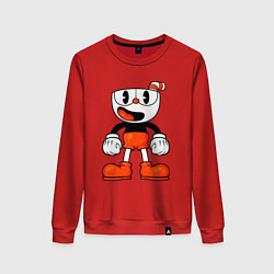 Свитшот хлопковый женский Cuphead красная чашечка, цвет: красный
