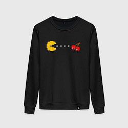 Свитшот хлопковый женский Pac-man 8bit, цвет: черный
