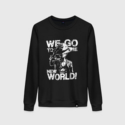 Свитшот хлопковый женский WE GO TO THE NEW WORLD ВАНПИС, цвет: черный