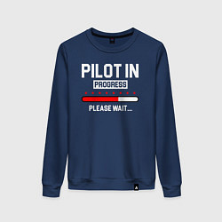 Свитшот хлопковый женский Pilot In Progress, цвет: тёмно-синий