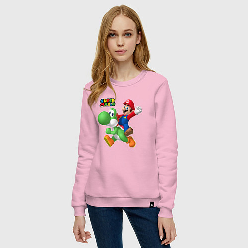 Женский свитшот Mario and Yoshi Super Mario / Светло-розовый – фото 3
