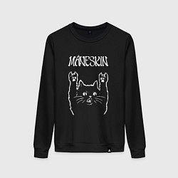 Свитшот хлопковый женский Maneskin Рок кот, цвет: черный