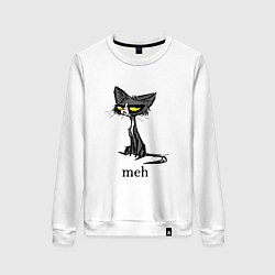 Свитшот хлопковый женский Cat meh, цвет: белый