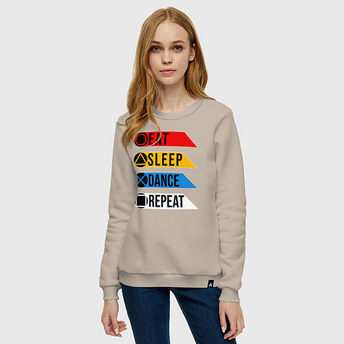 Женский свитшот Есть Спать Танцевать Повторить / Миндальный – фото 3