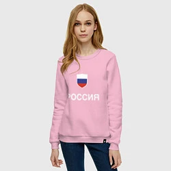 Свитшот хлопковый женский Моя Россия, цвет: светло-розовый — фото 2