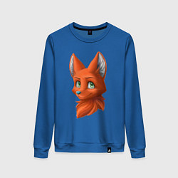Свитшот хлопковый женский Милая лисичка Cute fox, цвет: синий