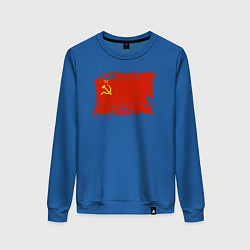 Свитшот хлопковый женский Рваный флаг СССР, цвет: синий