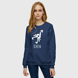 Свитшот хлопковый женский Exo CHEN, цвет: тёмно-синий — фото 2