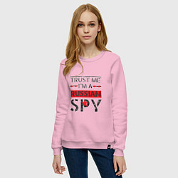 Свитшот хлопковый женский Русский шпион, цвет: светло-розовый — фото 2