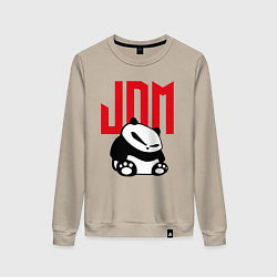 Свитшот хлопковый женский JDM Panda Japan Симпатяга, цвет: миндальный