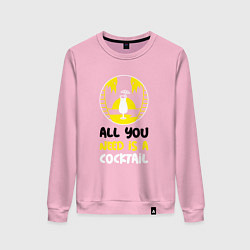 Свитшот хлопковый женский All you need is a coctail, цвет: светло-розовый