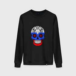 Свитшот хлопковый женский Russian Skull, цвет: черный