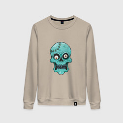 Свитшот хлопковый женский Zombie Skull, цвет: миндальный