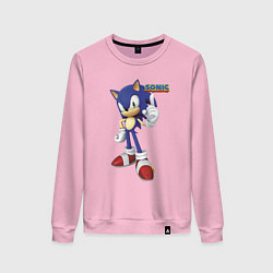 Свитшот хлопковый женский Sonic Hedgehog Video game, цвет: светло-розовый