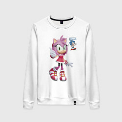 Свитшот хлопковый женский Sonic Amy Rose Video game, цвет: белый