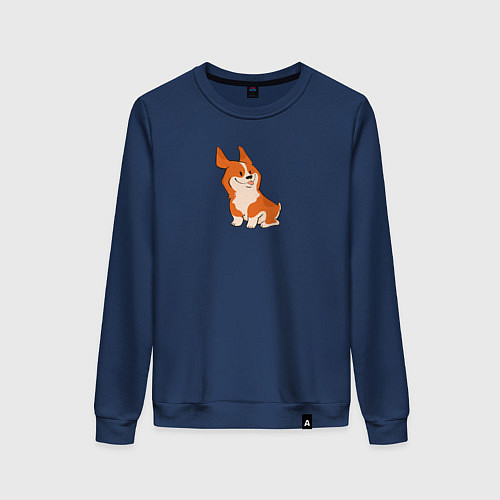 Женский свитшот Рыжий корги / Тёмно-синий – фото 1