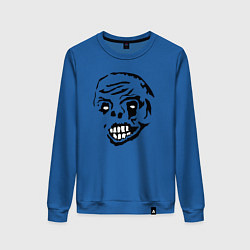 Свитшот хлопковый женский Zombie face, цвет: синий