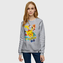 Свитшот хлопковый женский ПОКЕМОНЫ POKEMON, цвет: меланж — фото 2