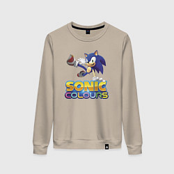 Свитшот хлопковый женский Sonic Colours Hedgehog Video game, цвет: миндальный