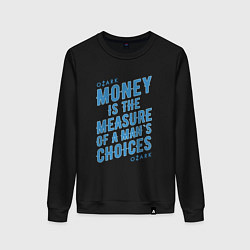 Свитшот хлопковый женский Money is the measure, цвет: черный