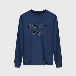 Свитшот хлопковый женский Memento Mori Помни о Смерти Надпись, цвет: тёмно-синий
