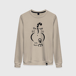 Свитшот хлопковый женский Очень-очень важный кот, цвет: миндальный