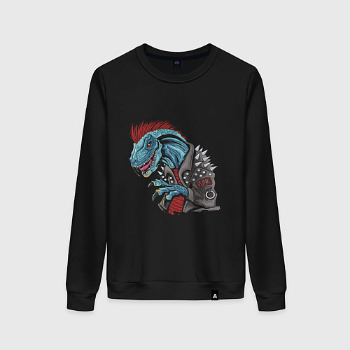 Женский свитшот ДИНОЗАВР PUNK / Черный – фото 1