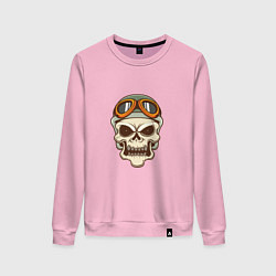 Свитшот хлопковый женский Biker - Skull, цвет: светло-розовый