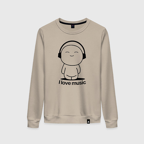 Женский свитшот Я Люблю Музыку I love Music / Миндальный – фото 1