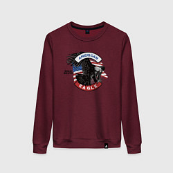 Свитшот хлопковый женский Американский орел USA, цвет: меланж-бордовый