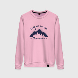 Свитшот хлопковый женский Take Me To The Mountains Отведи меня к горам, цвет: светло-розовый