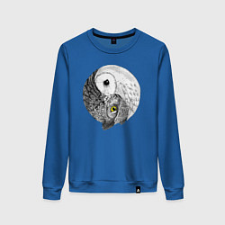 Свитшот хлопковый женский Инь Янь по совиному, цвет: синий