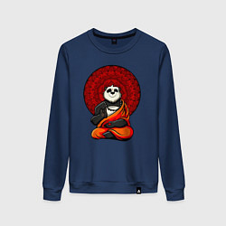 Свитшот хлопковый женский Медитация панды Дзен, цвет: тёмно-синий