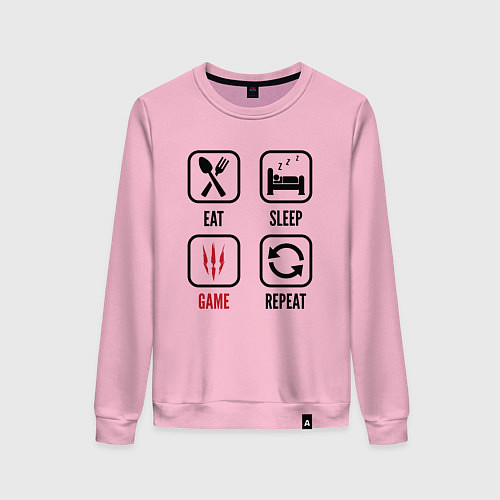 Женский свитшот Eat Sleep The Witcher Repeat / Светло-розовый – фото 1