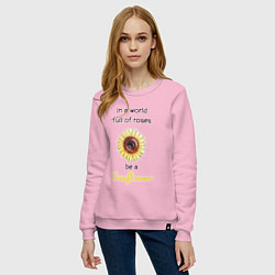 Свитшот хлопковый женский Be a Sunflower, цвет: светло-розовый — фото 2