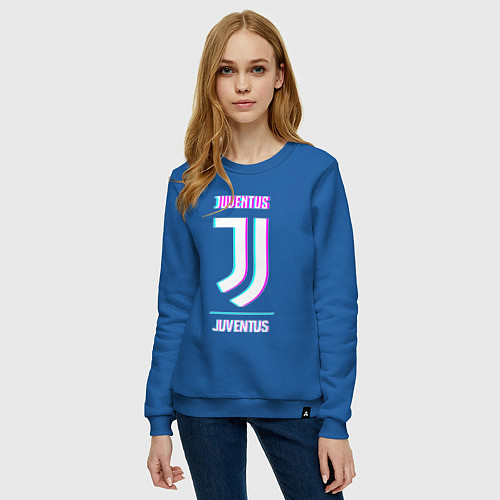 Женский свитшот Juventus FC в стиле Glitch / Синий – фото 3