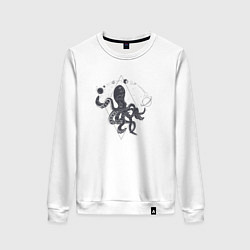 Свитшот хлопковый женский Space Octopus, цвет: белый