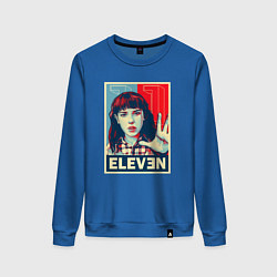 Свитшот хлопковый женский Stranger Things Eleven, цвет: синий