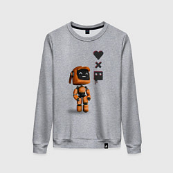 Свитшот хлопковый женский Оранжевый робот с логотипом LDR, цвет: меланж