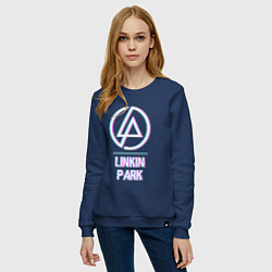 Свитшот хлопковый женский Linkin Park Glitch Rock, цвет: тёмно-синий — фото 2