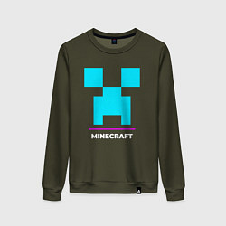Женский свитшот Символ Minecraft в неоновых цветах