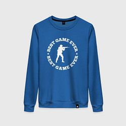 Свитшот хлопковый женский Символ Counter Strike и круглая надпись Best Game, цвет: синий