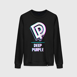 Свитшот хлопковый женский Deep Purple Glitch Rock, цвет: черный