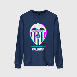 Свитшот хлопковый женский Valencia FC в стиле Glitch, цвет: тёмно-синий