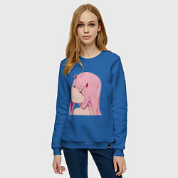 Свитшот хлопковый женский Zero Two крупный план, цвет: синий — фото 2